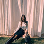 Maglia a girocollo con ricami frontali in paillettes OFF WHITE DORABELLA