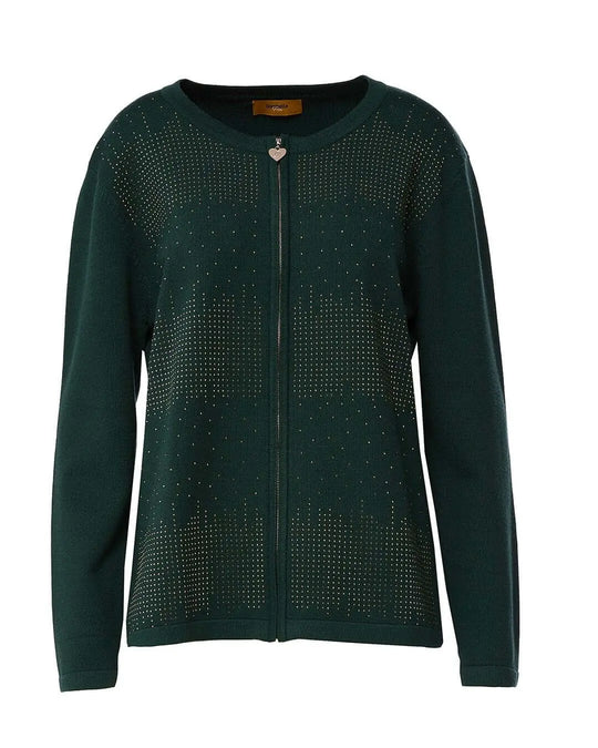 Maglia a girocollo con zip e strass frontali FORESTA DORABELLA PIU'