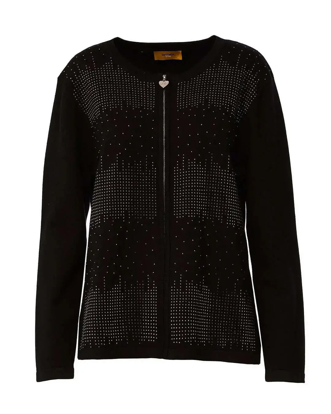 Maglia a girocollo con zip e strass frontali NERO DORABELLA PIU'