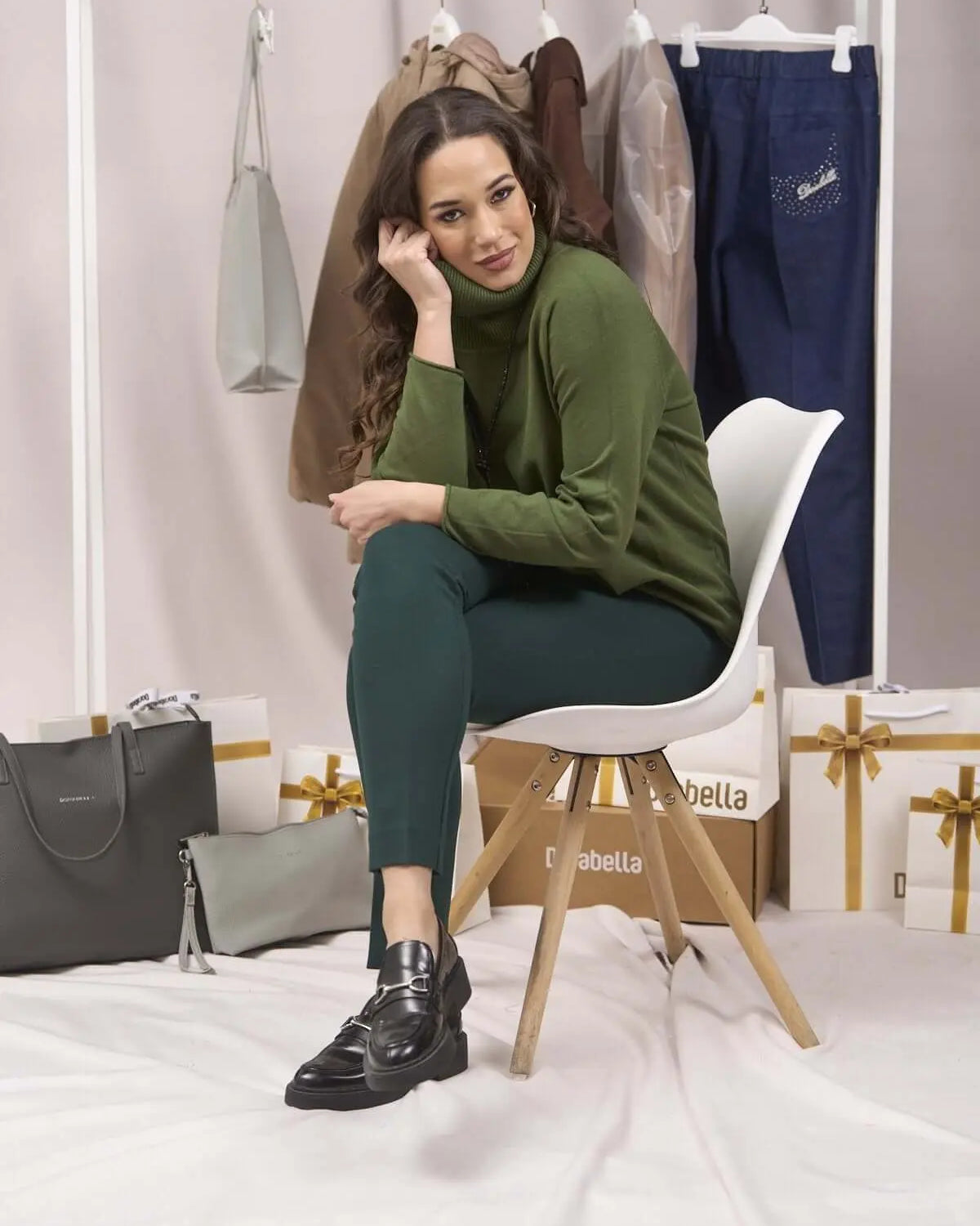 Maglia a manica raglan con collo alto MILITARE DORABELLA PIU'