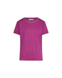 Maglia a maniche corte in filato di cotone tinta unita con decorazioni di strass sullo scollo. ORCHIDEA DORABELLA