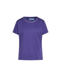 Maglia a maniche corte in filato di cotone tinta unita con decorazioni di strass sullo scollo. VIOLA DORABELLA