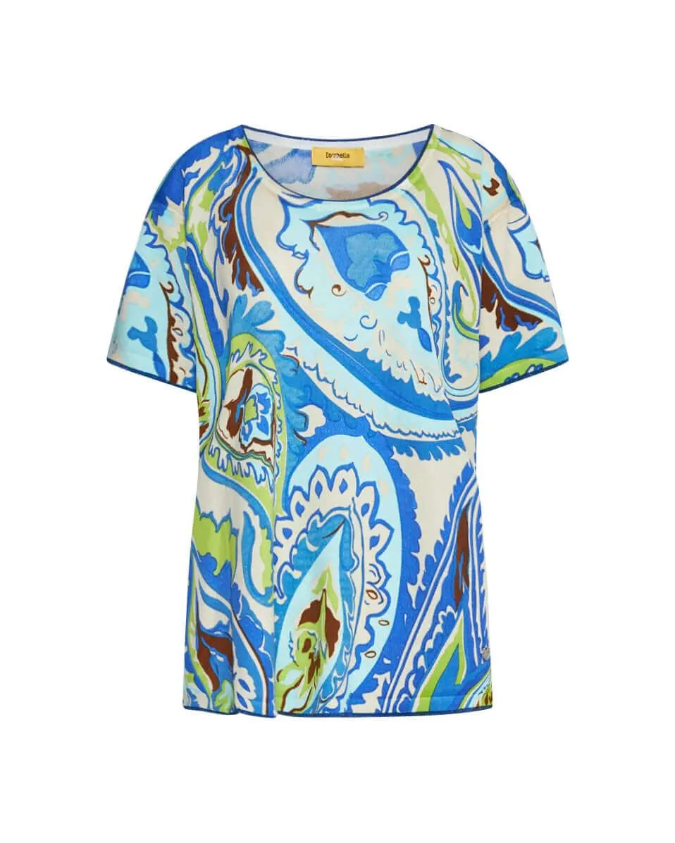 Maglia a maniche corte in filato di misto viscosa fantasia cashmere con profili lurex MULTICOLOR DORABELLA PIU'