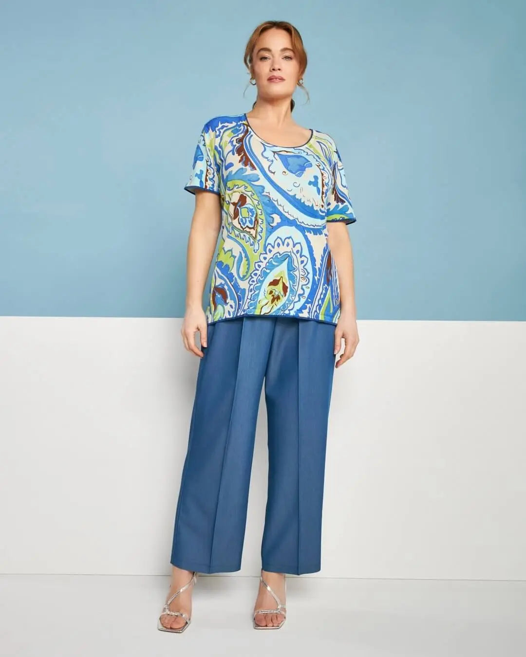 Maglia a maniche corte in filato di misto viscosa fantasia cashmere con profili lurex MULTICOLOR DORABELLA PIU'