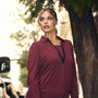 Maglia a maniche lunghe con scollo a V con inserto in paillettes tono su tono BURGUNDY DORABELLA PIU' XXXL