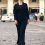 Maglia a maniche lunghe con scollo a V con inserto in paillettes tono su tono NERO DORABELLA PIU'