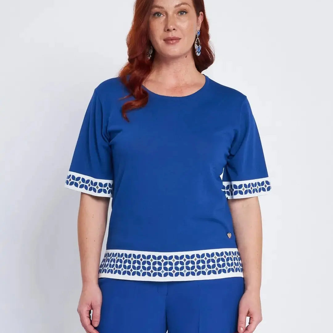 Maglia a mezze maniche con greca e strass BIANCO DORABELLA PIU' XXXL-49