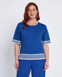 Maglia a mezze maniche con greca e strass BIANCO DORABELLA PIU' XXXL-49