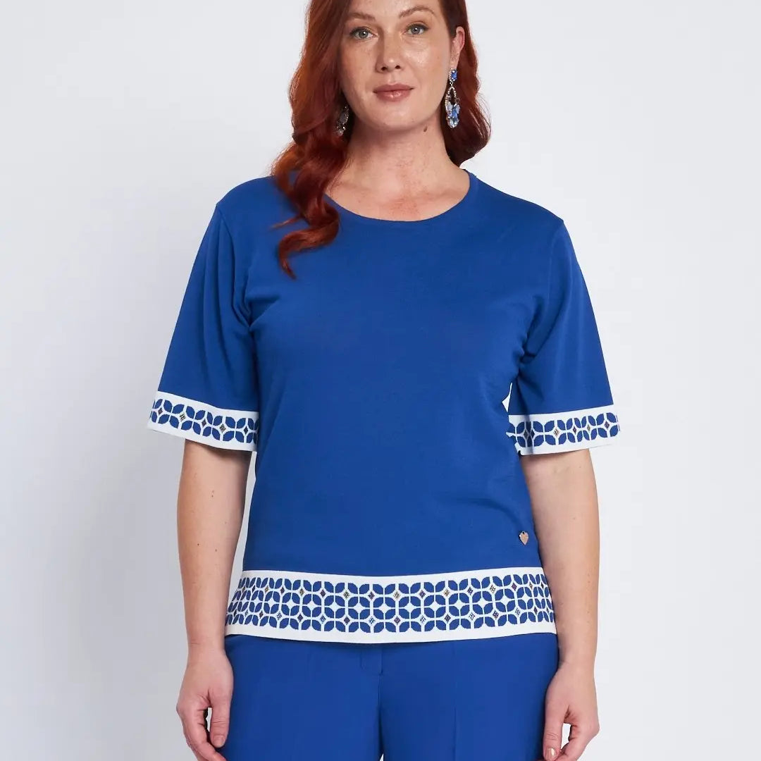 Maglia a mezze maniche con greca e strass BIANCO DORABELLA PIU' XXXL-49