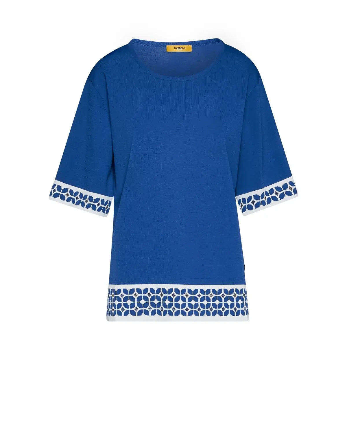 Maglia a mezze maniche con greca e strass BIANCO DORABELLA PIU'