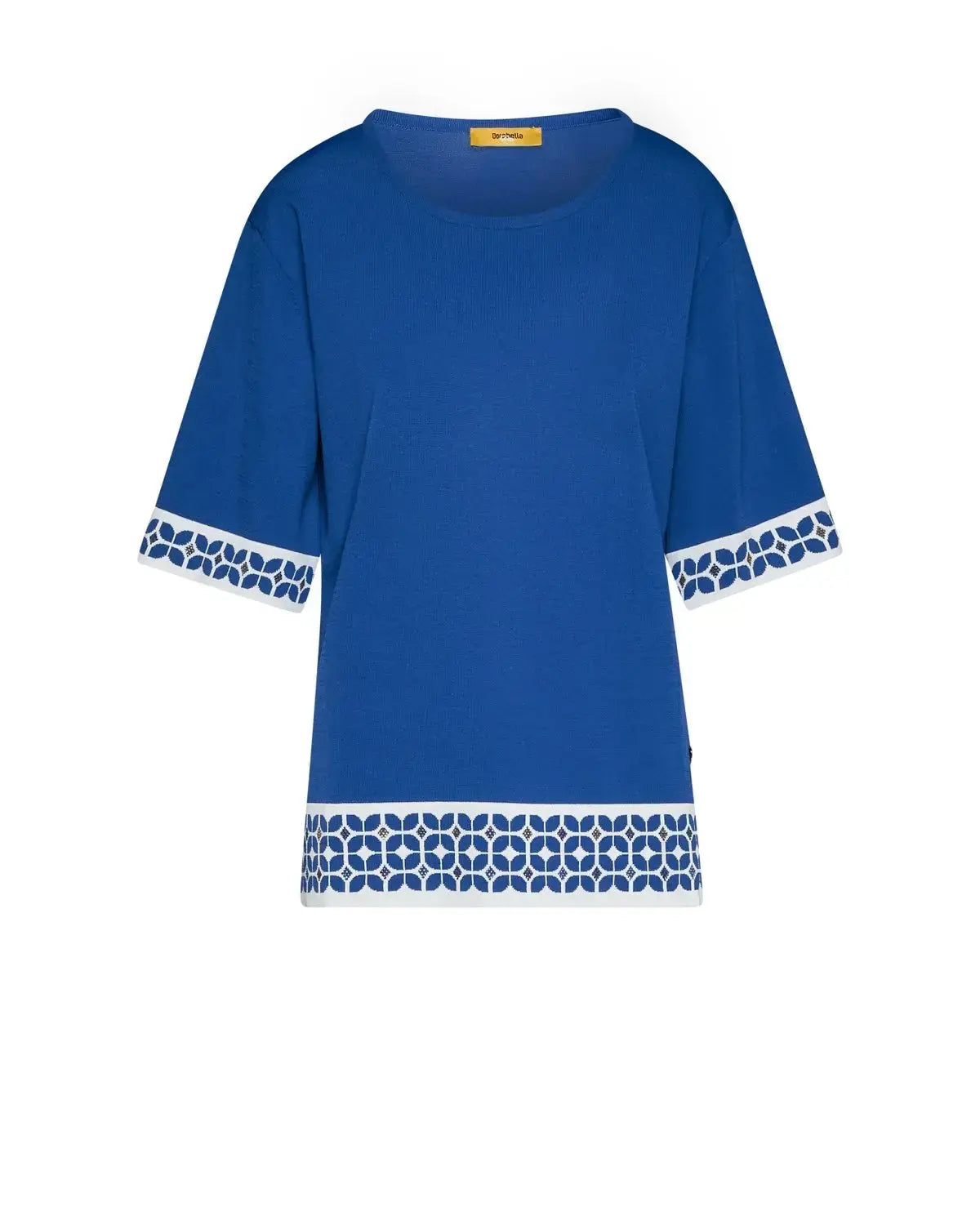 Maglia a mezze maniche con greca e strass BIANCO DORABELLA PIU'