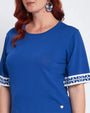 Maglia a mezze maniche con greca e strass BIANCO DORABELLA PIU'