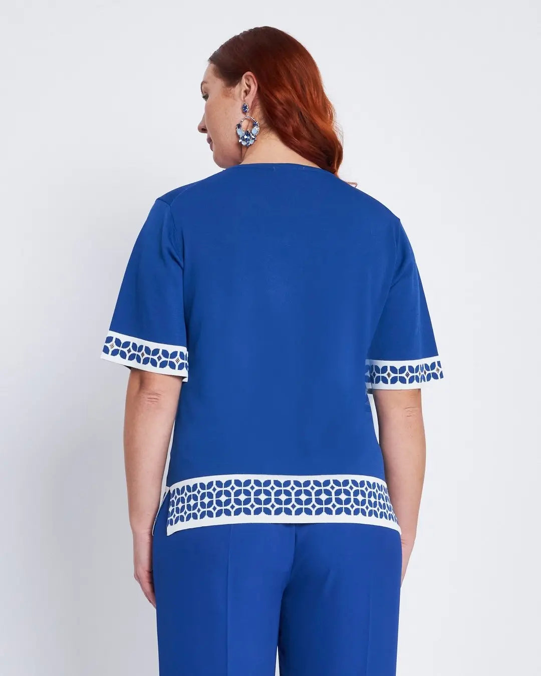 Maglia a mezze maniche con greca e strass BIANCO DORABELLA PIU'