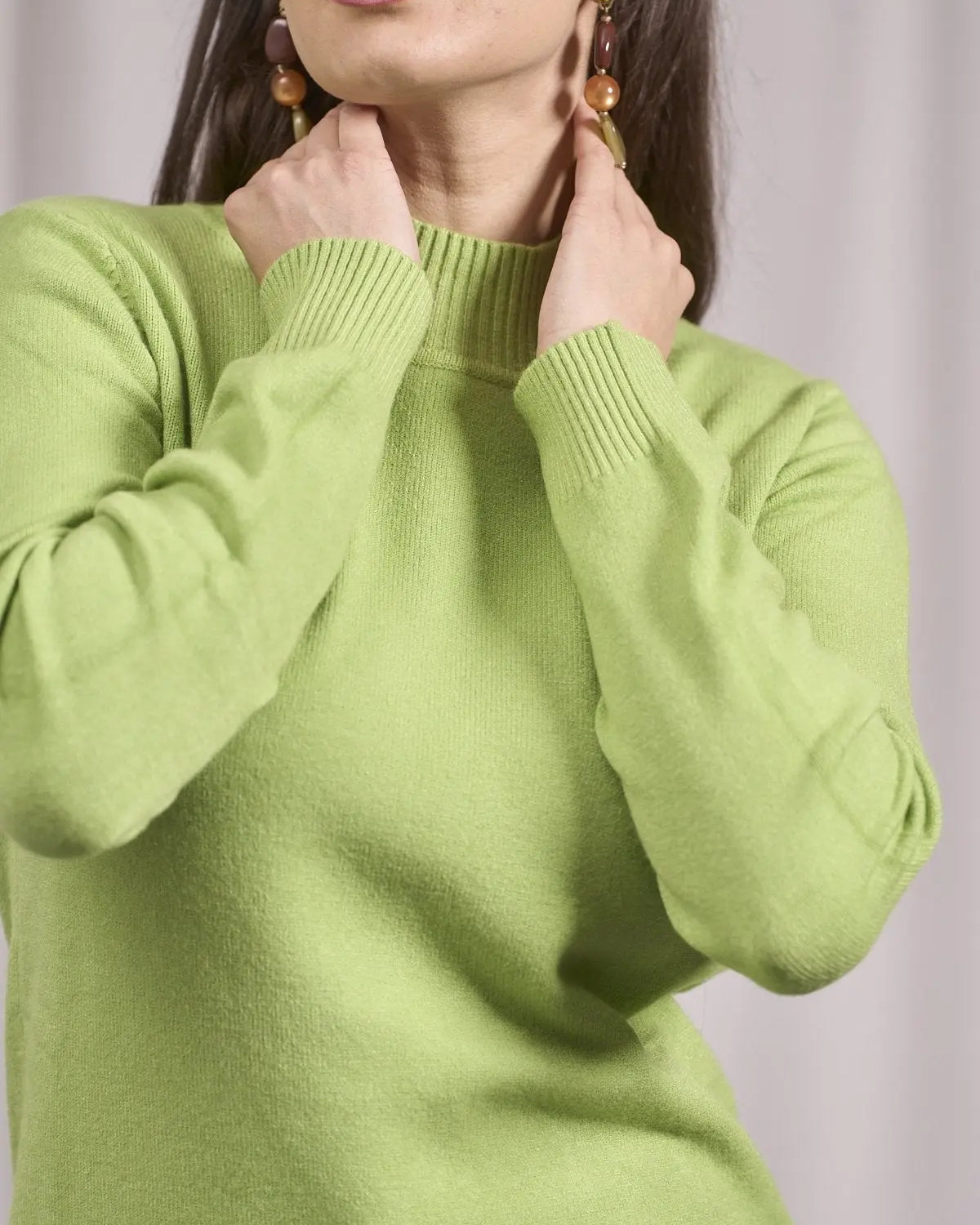 Maglia a mezzo collo con spacchi PISTACCHIO DORABELLA