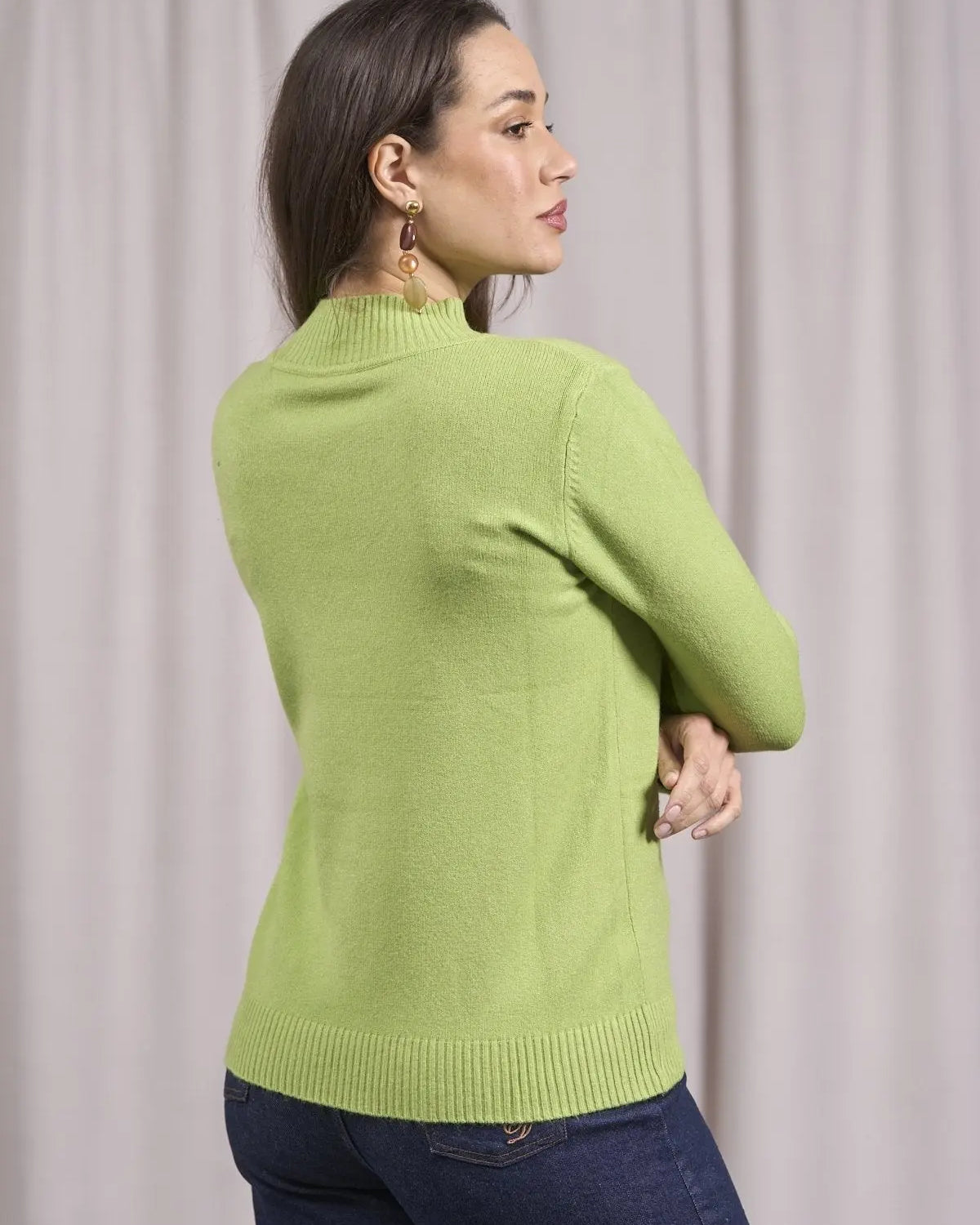 Maglia a mezzo collo con spacchi PISTACCHIO DORABELLA