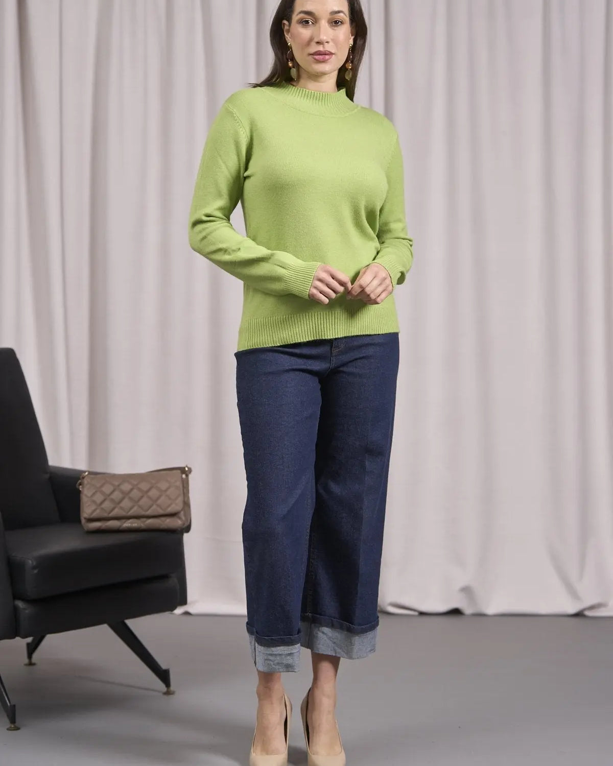 Maglia a mezzo collo con spacchi PISTACCHIO DORABELLA