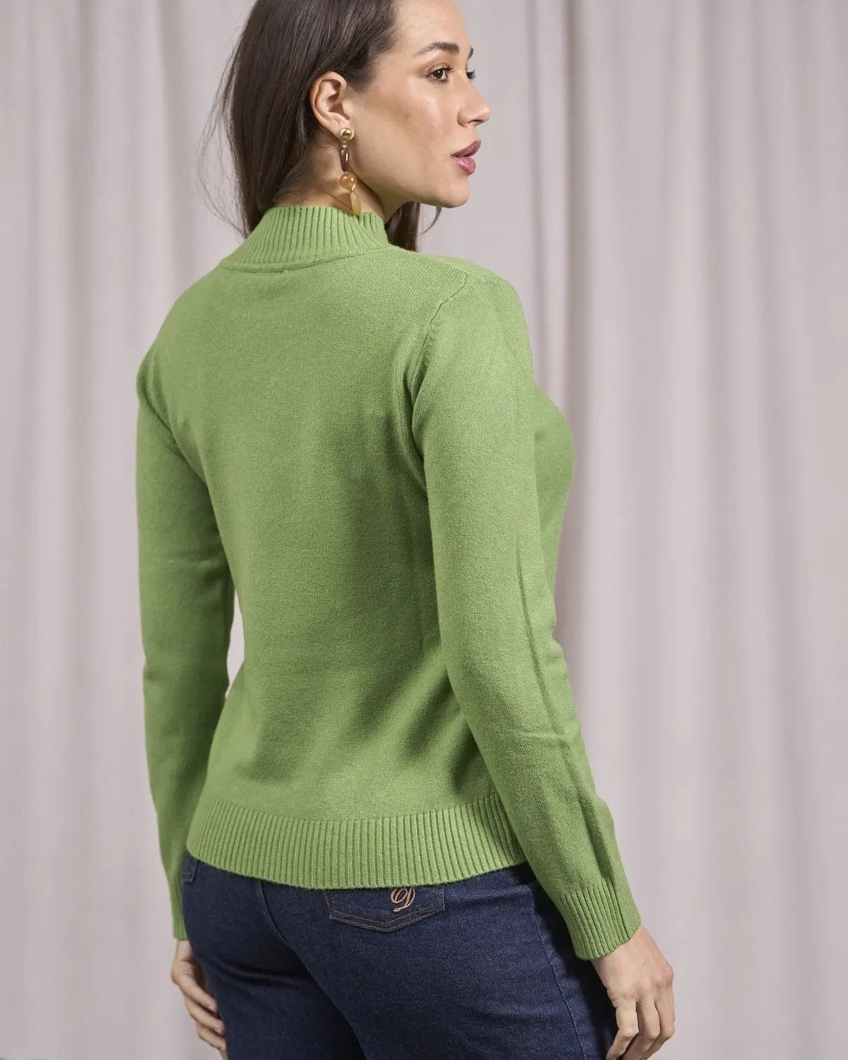 Maglia a mezzo collo con spacchi VERDE BOSCO DORABELLA