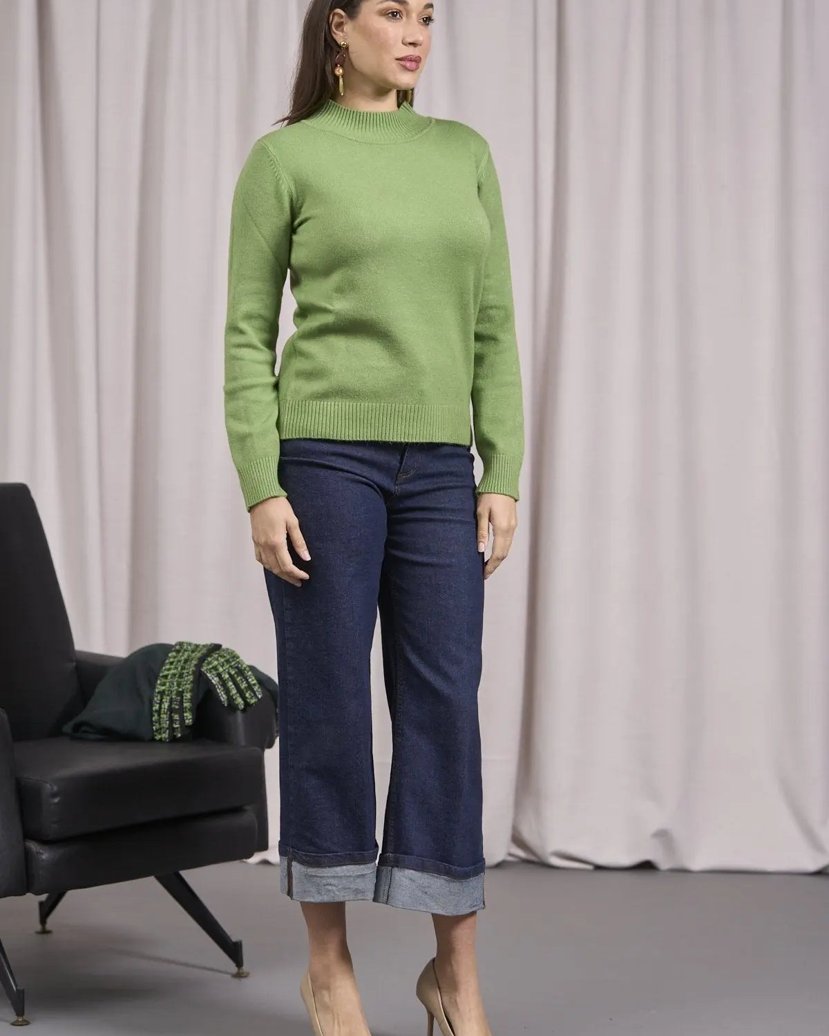 Maglia a mezzo collo con spacchi VERDE BOSCO DORABELLA