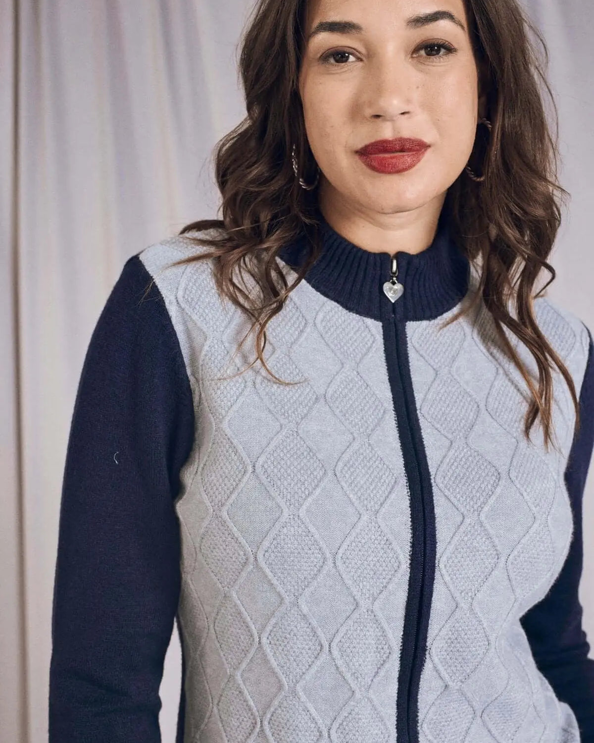 Maglia a mezzo collo con zip funzionale BLU DORABELLA