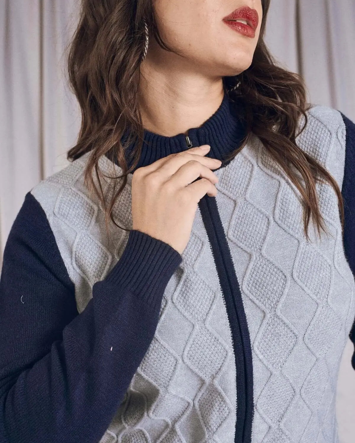 Maglia a mezzo collo con zip funzionale BLU DORABELLA