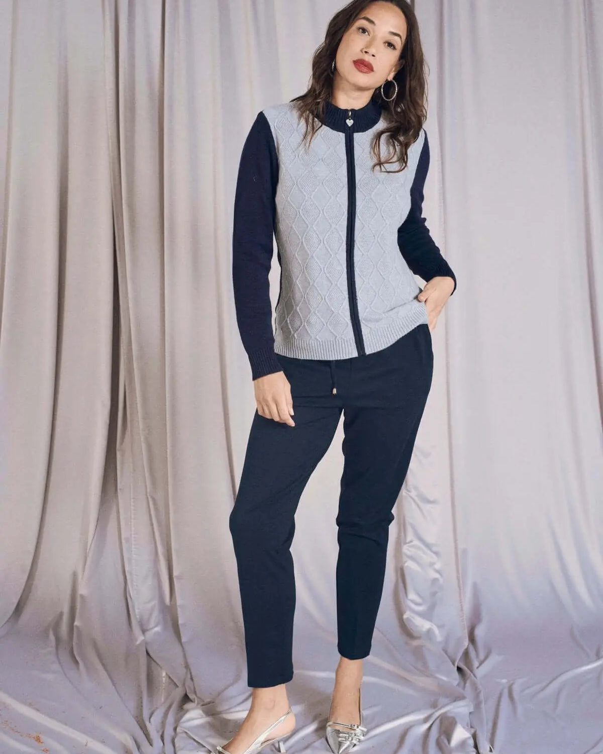 Maglia a mezzo collo con zip funzionale BLU DORABELLA