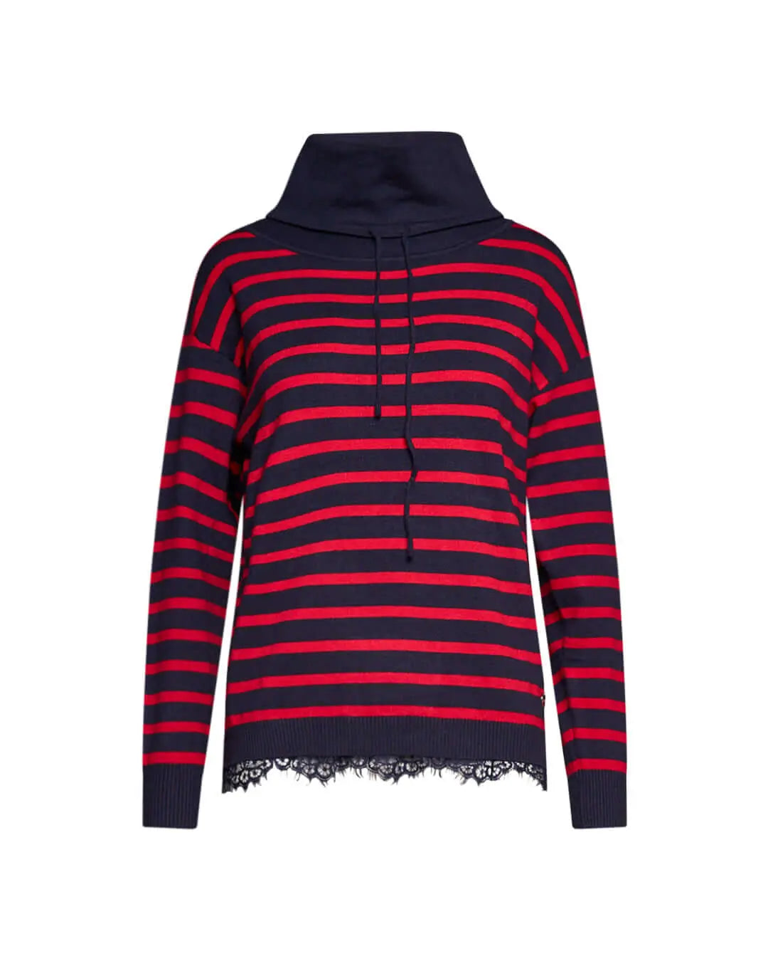 Maglia a righe con collo a cratere e coulisse BLU DORABELLA