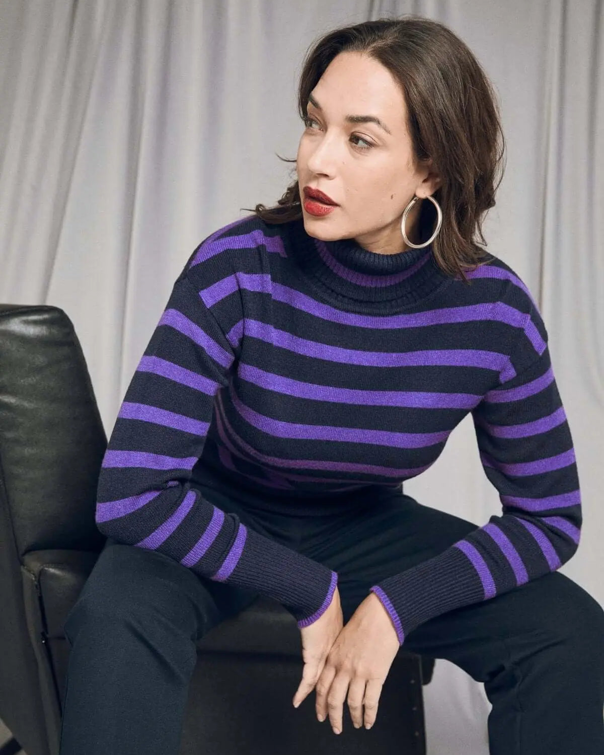 Maglia a righe con collo alto risvoltato IRIS DORABELLA