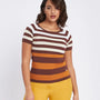 Maglia a righe con mezze maniche raglan CACAO DORABELLA XL