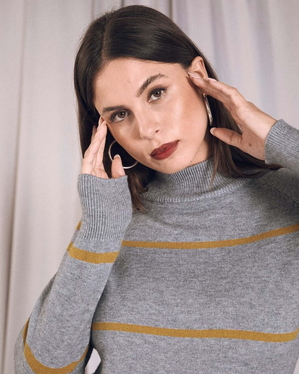 Maglia a righe con mezzo collo a costine GRIGIO MEDIO DORABELLA