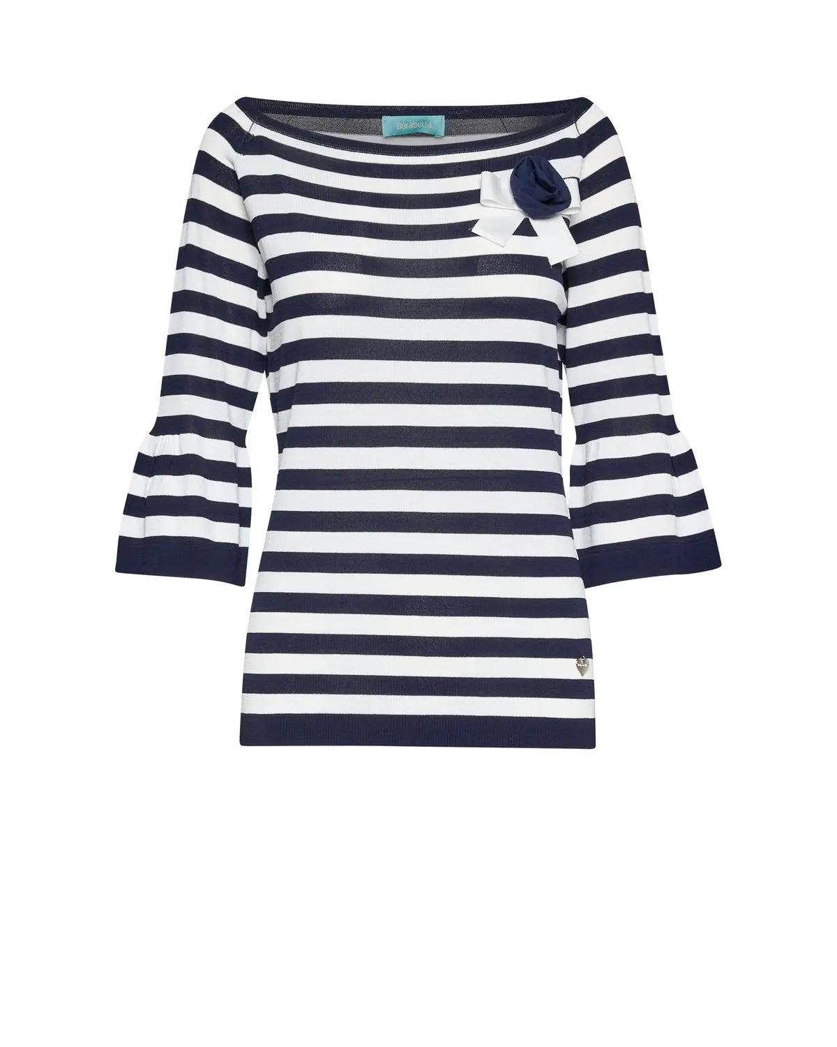 Maglia a righe con scollo a barca e spilla BLU DORABELLA