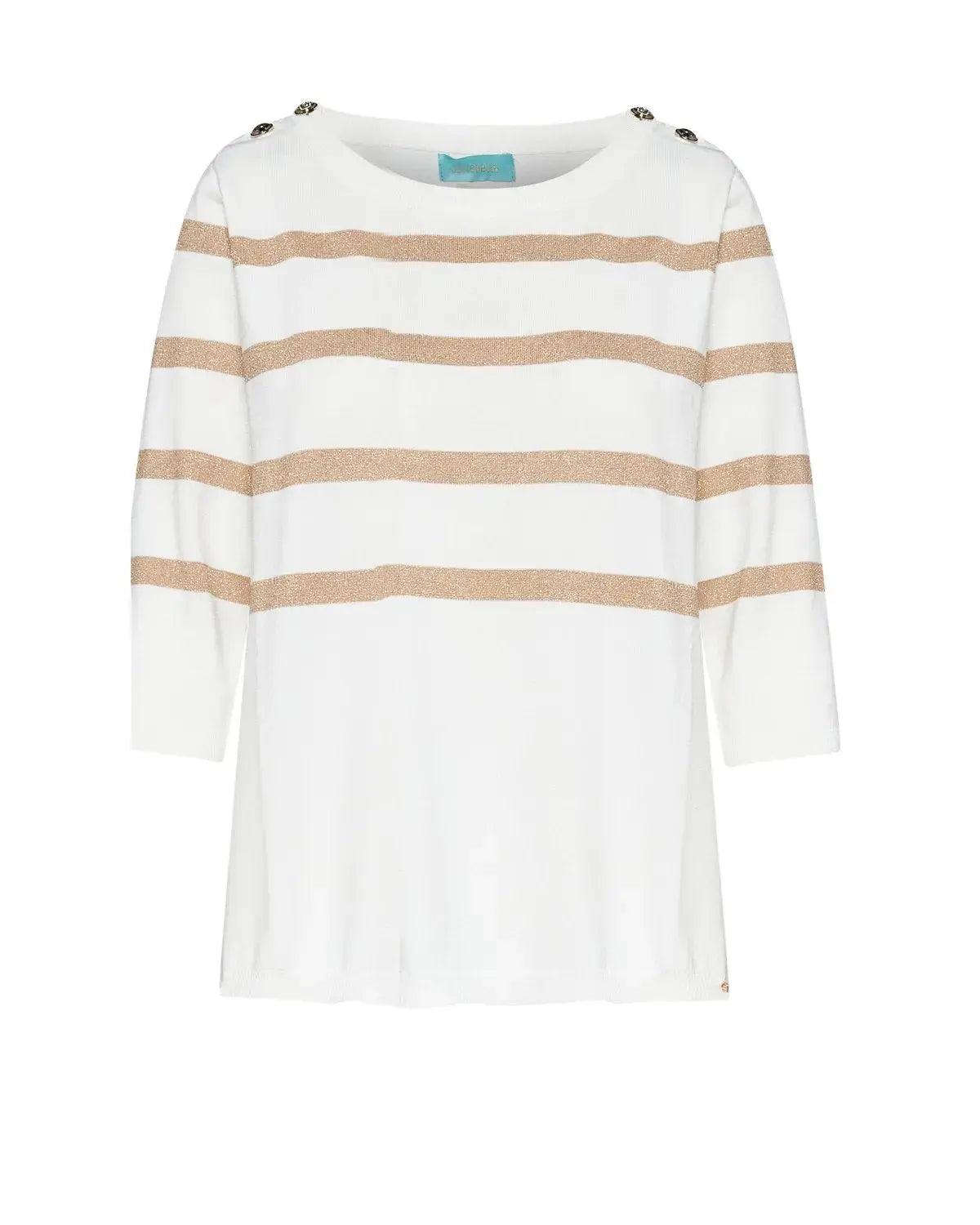 Maglia a righe in misto lurex con bottoni BIANCO DORABELLA