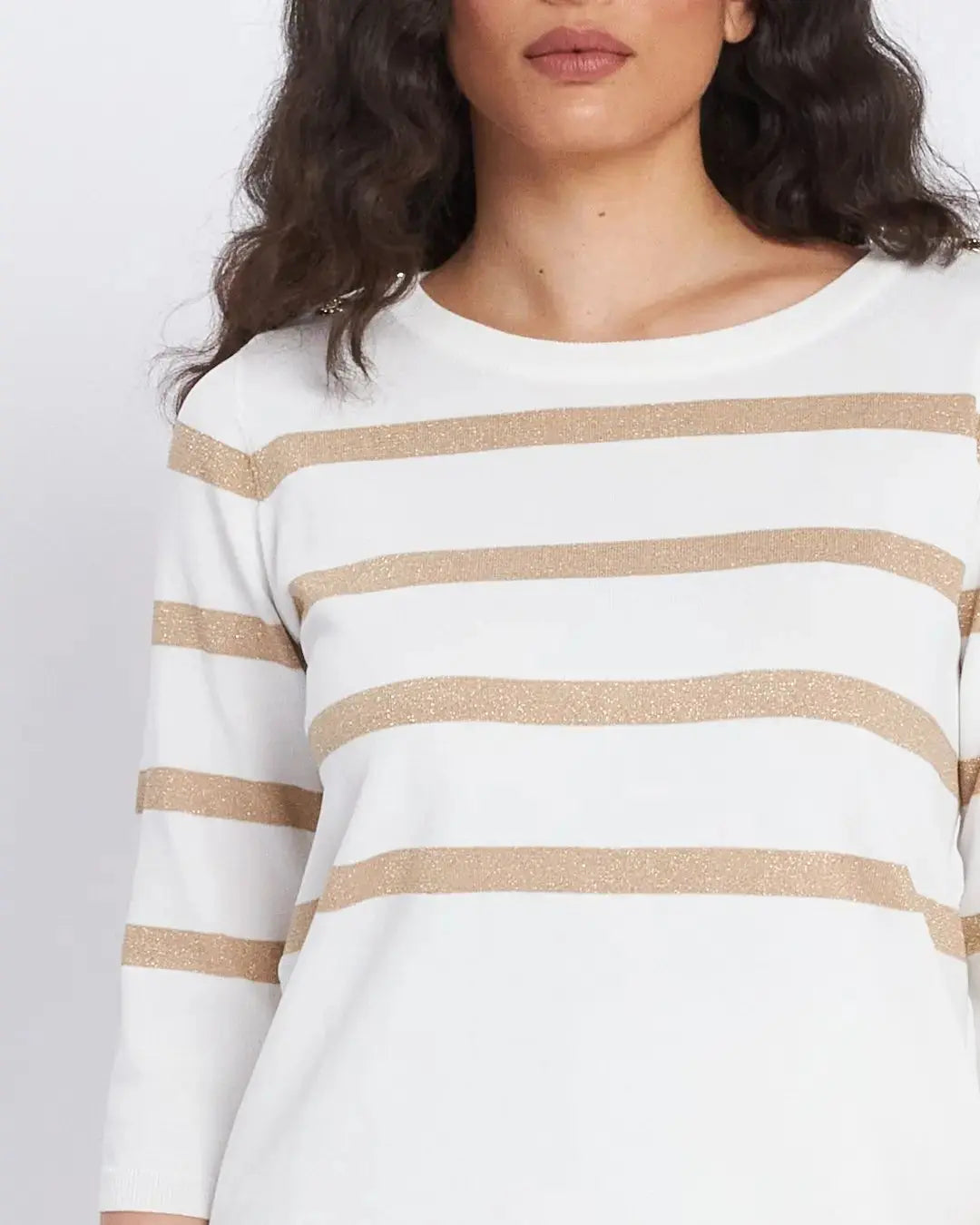 Maglia a righe in misto lurex con bottoni BIANCO DORABELLA