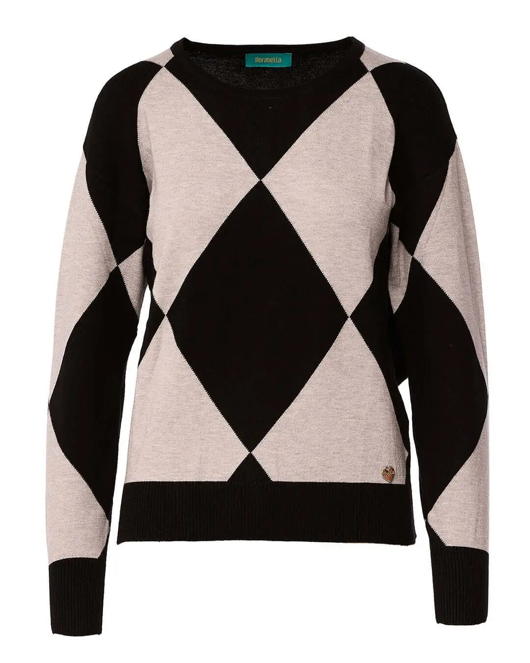 Maglia a rombi con collo alto removibile NERO DORABELLA XL