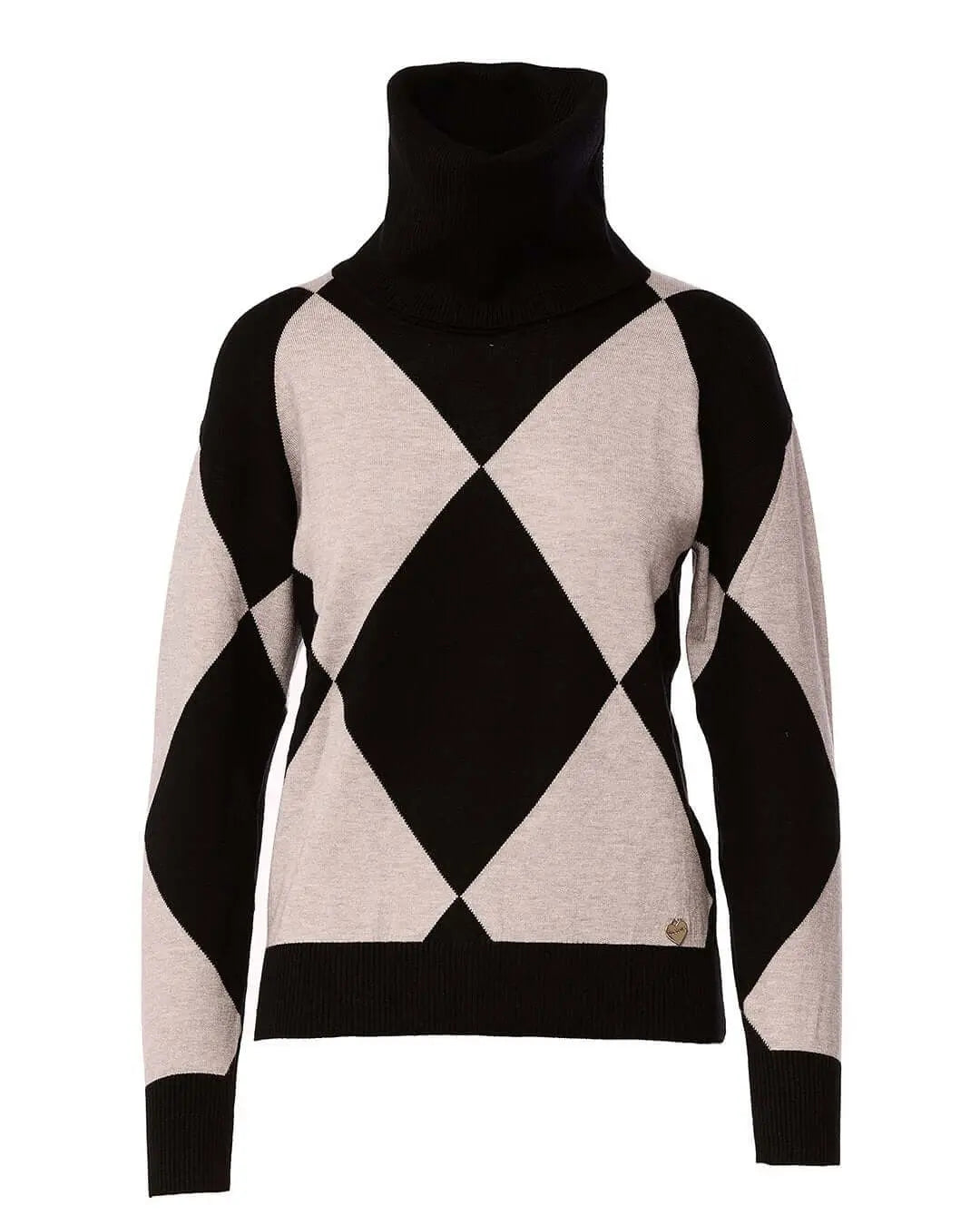 Maglia a rombi con collo alto removibile NERO DORABELLA