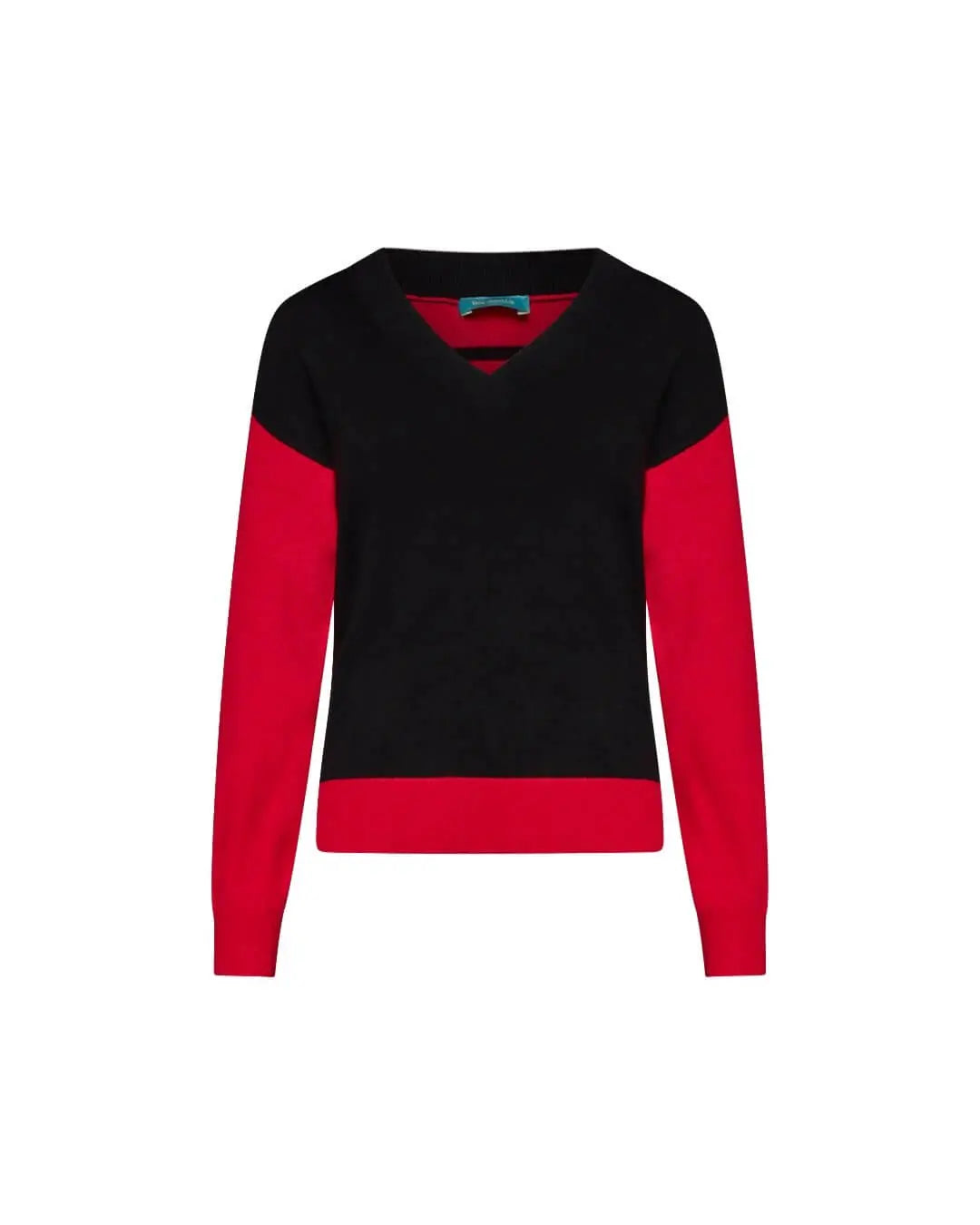 Maglia a scollo a V con constrasti bicolor NERO DORABELLA