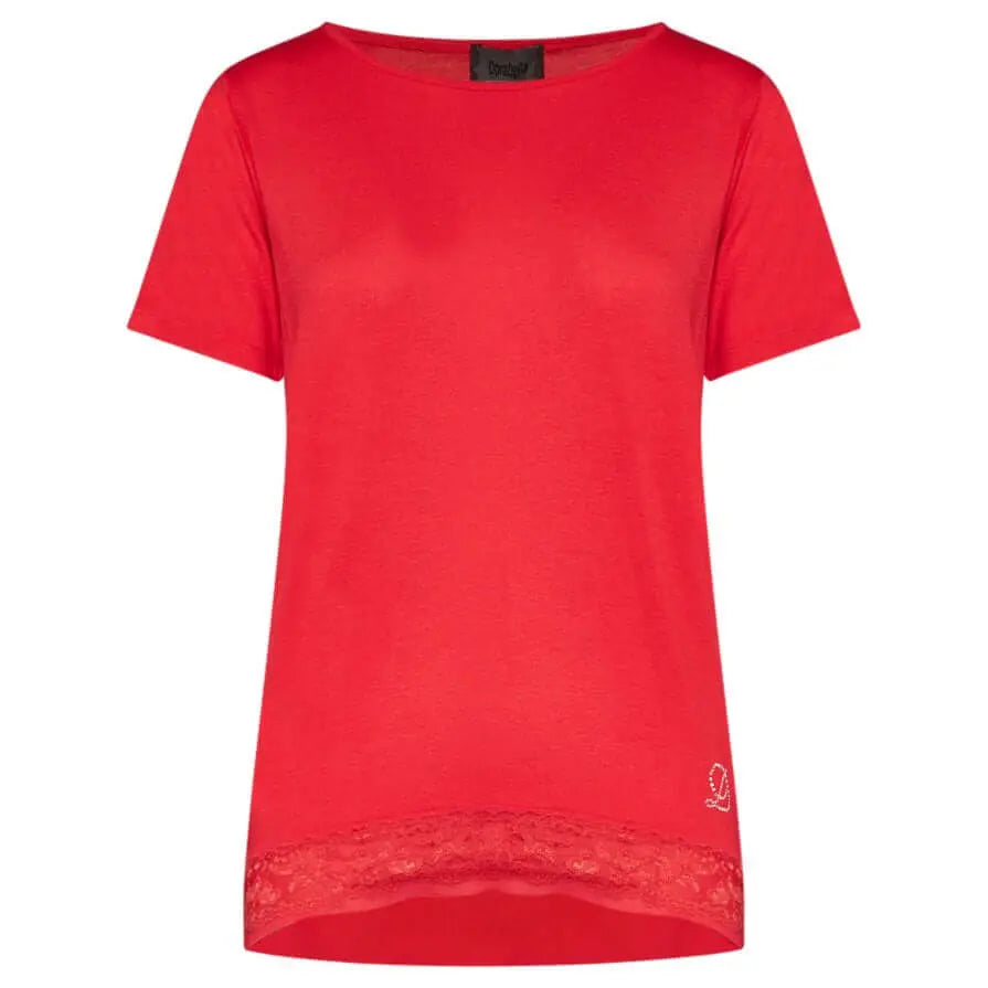 Maglia bi-materiale con dettaglio in pizzo ROSSO DORABELLA XL