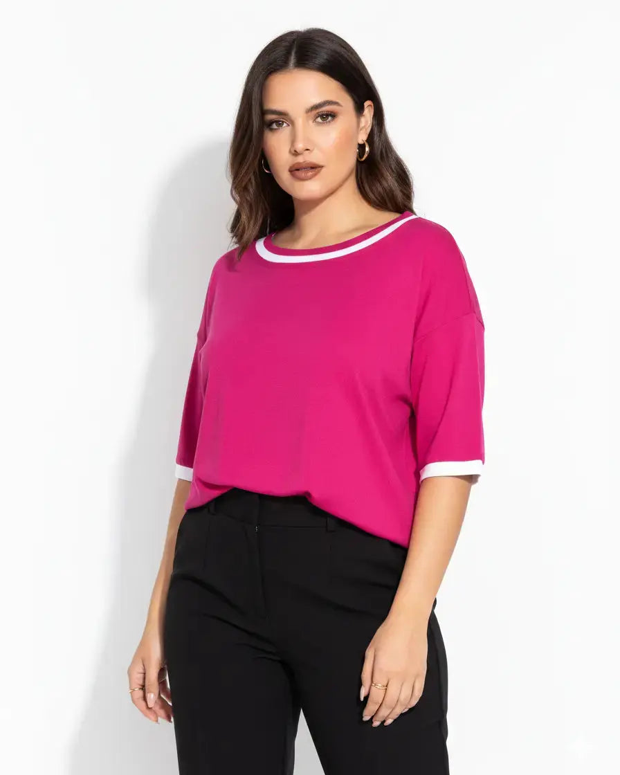 Maglia bicolor FUXIA DORABELLA CURVY