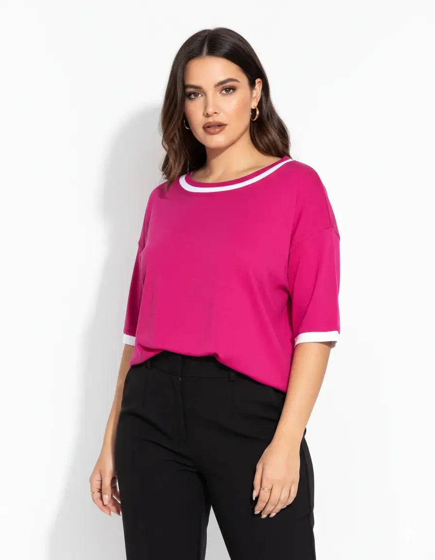 Maglia bicolor FUXIA DORABELLA CURVY