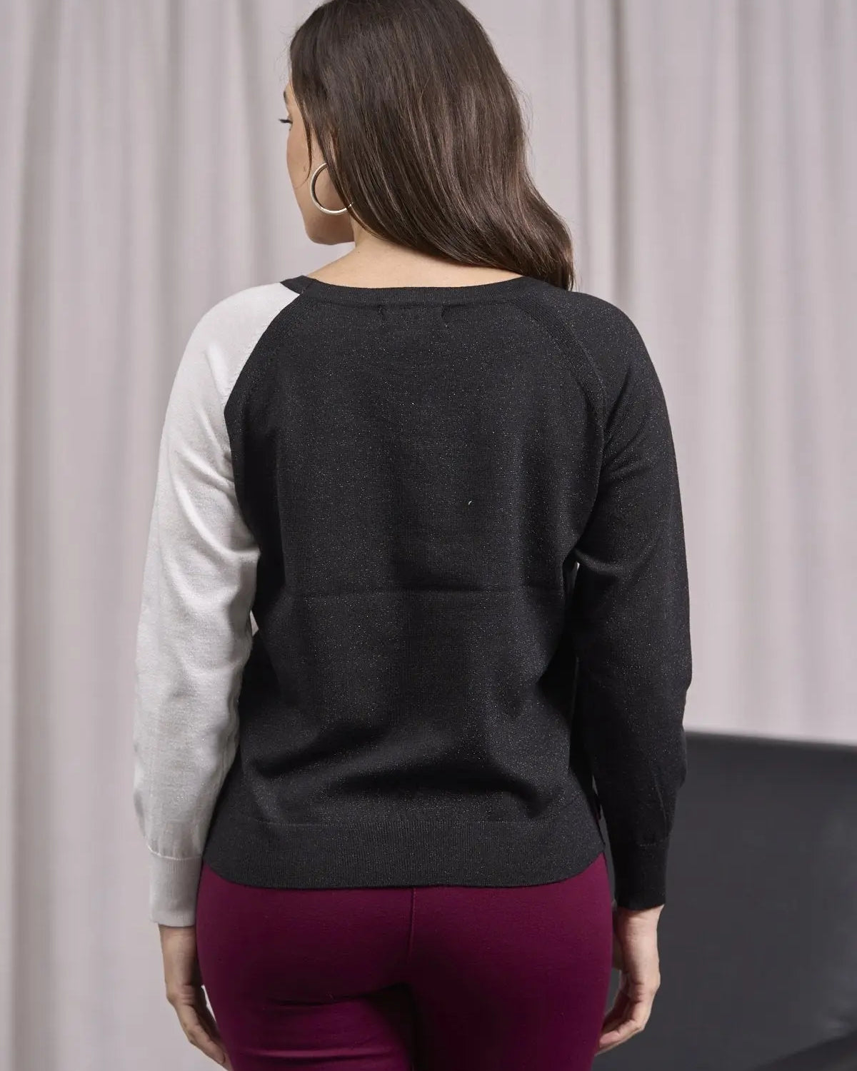 Maglia bicolor con righe frontali NERO-PANNA DORABELLA