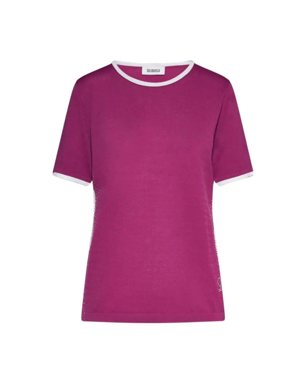 Maglia bicolor con strass MAGENTA DORABELLA XL