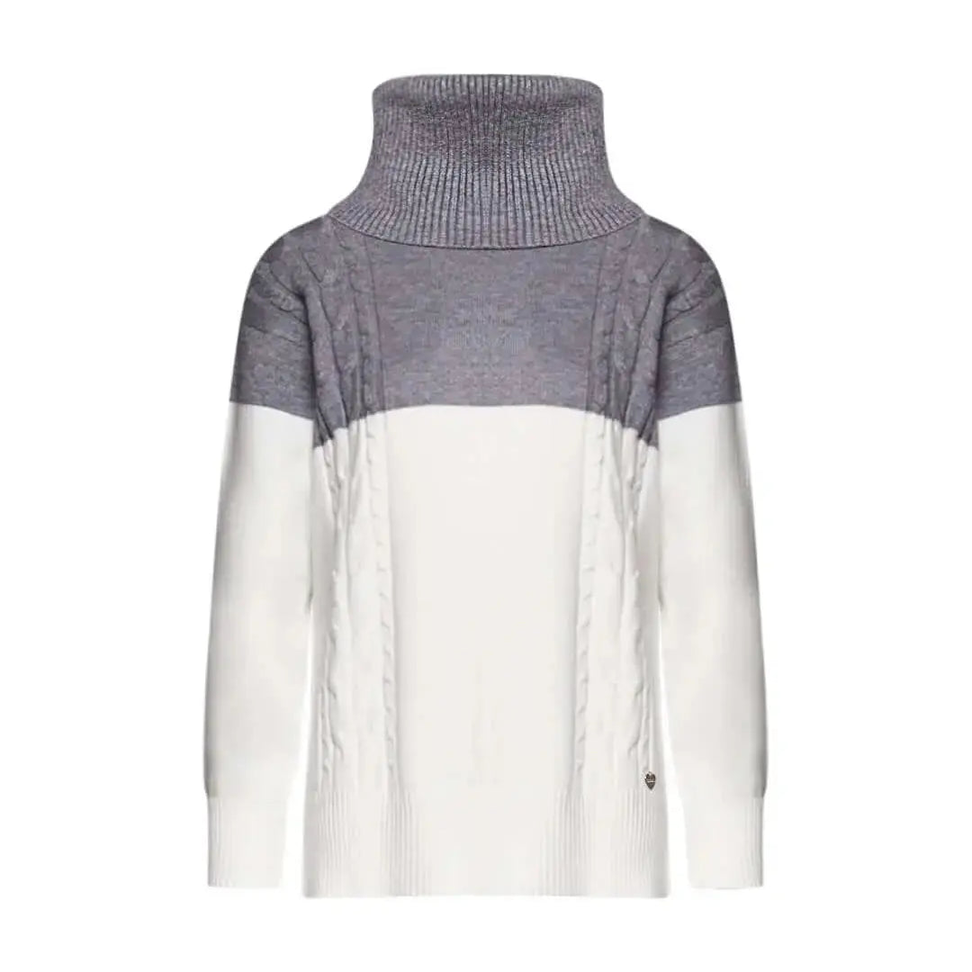 Maglia bicolor con trecce e collo removibile OFF WHITE DORABELLA PIU' XXXL