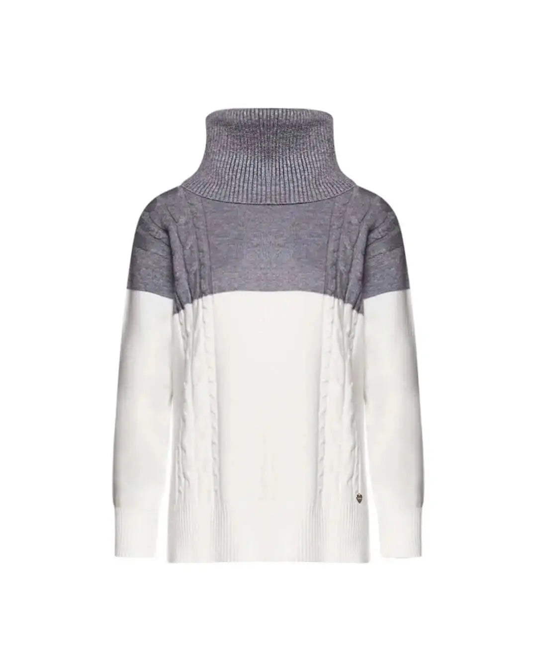Maglia bicolor con trecce e collo removibile OFF WHITE DORABELLA PIU' XXXL
