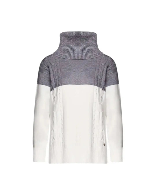 Maglia bicolor con trecce e collo removibile OFF WHITE DORABELLA PIU' XXXL