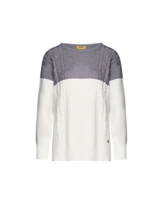 Maglia bicolor con trecce e collo removibile OFF WHITE DORABELLA PIU'