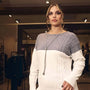 Maglia bicolor con trecce e collo removibile OFF WHITE DORABELLA PIU'