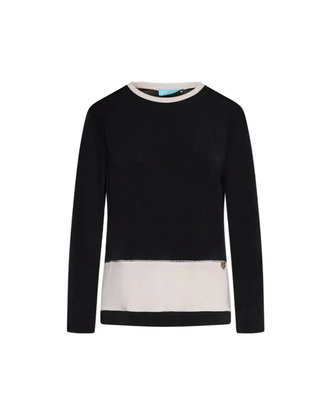 Maglia bicolor in tessuto elasticizzato con passamaneria frontale NERO DORABELLA