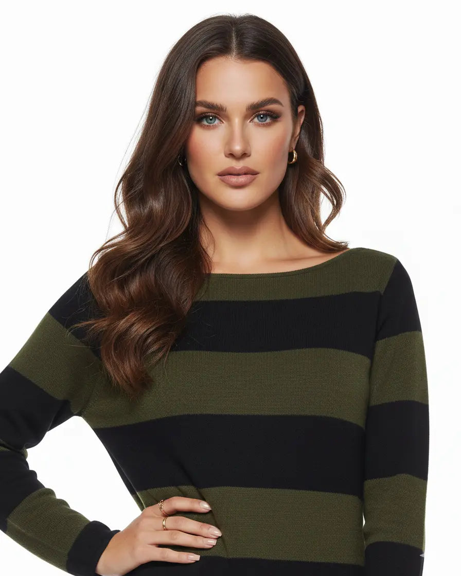 Maglia bicolor righe NERO-VERDE IRONICA
