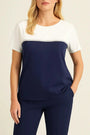 Maglia bicolore con paillettes BLUE NAVY DORABELLA PIU'
