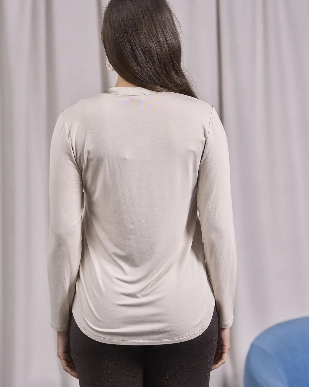 Maglia bimaterica con colletto a pistagna SABBIA IRONICA