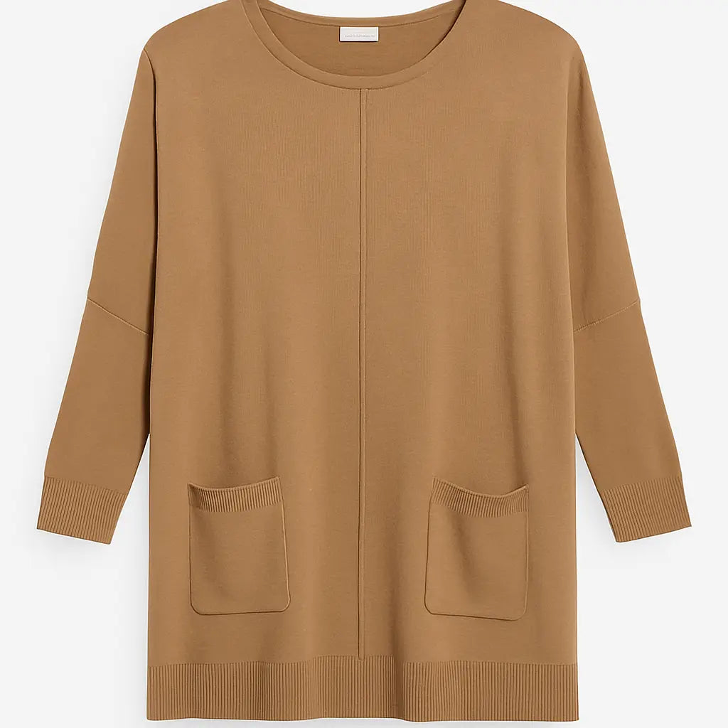 Maglia cammello con tasche frontali DORABELLA